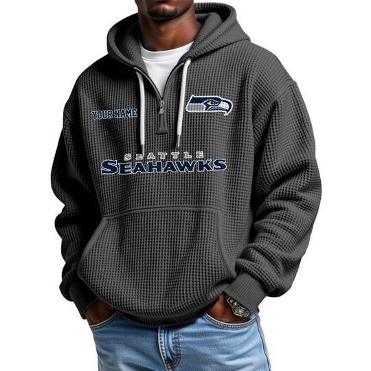 Seahawks Personalized Quarter Zip Waffle Hoodie