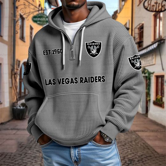 Unisex Las Vegas Raiders Graphic Waffle Quarter Zip Hoodie