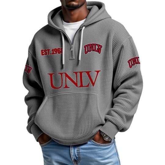 Discover UNLV EST 1968 Quarter Zip Waffle Hoodie