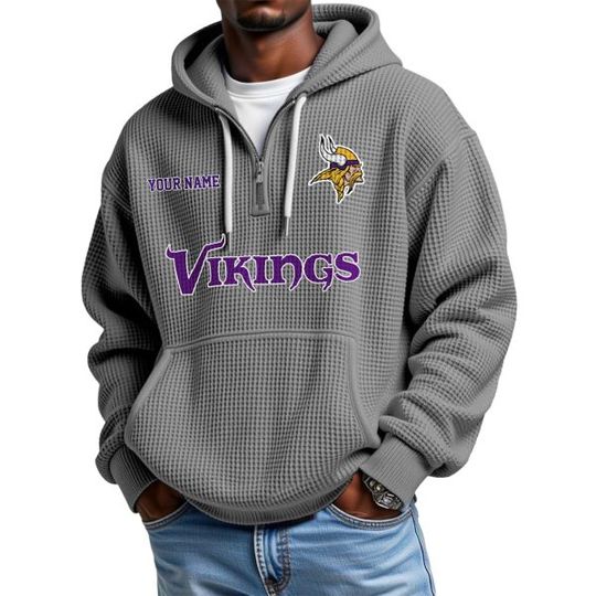 Discover Personalized Vikings Quarter Zip Waffle Hoodie