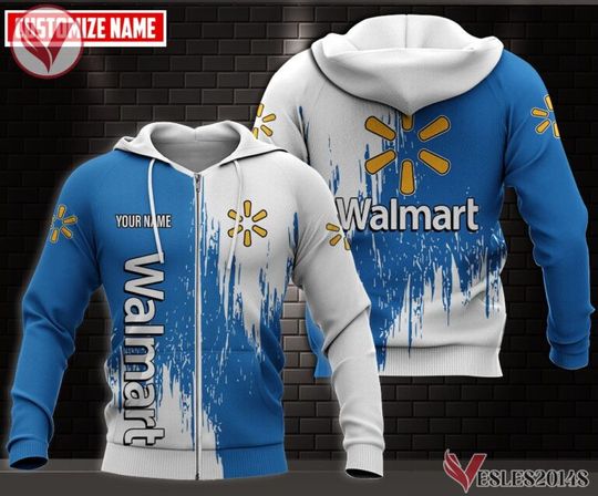 Custom Name Walmart 3D Zip Hoodie, Employee AOP Hoodie, Gift For Him