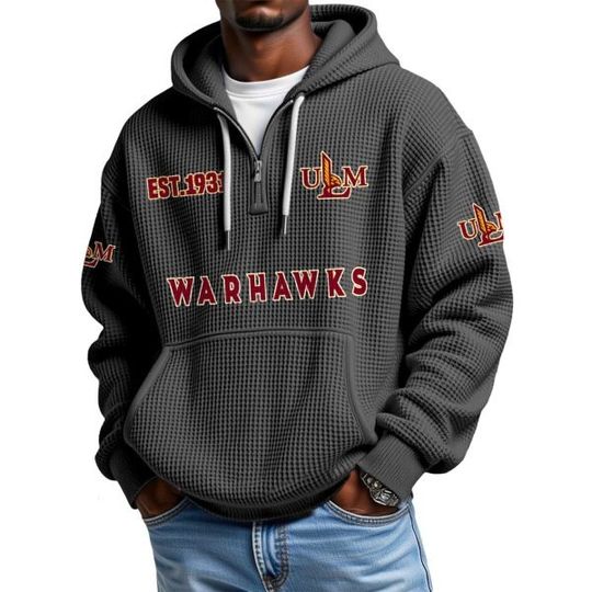 Discover Warhawks EST 1931 Quarter Zip Waffle Hoodie