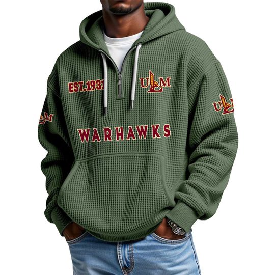 Discover Warhawks EST 1931 Quarter Zip Waffle Hoodie