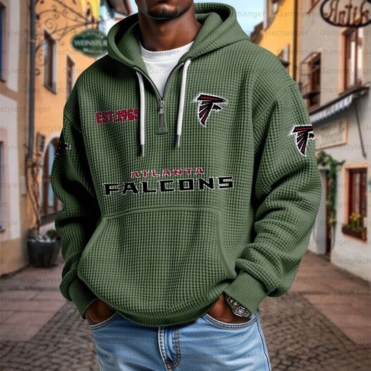Unisex "Atlanta Falcons" Waffle Quarter Zip Hoodie Green