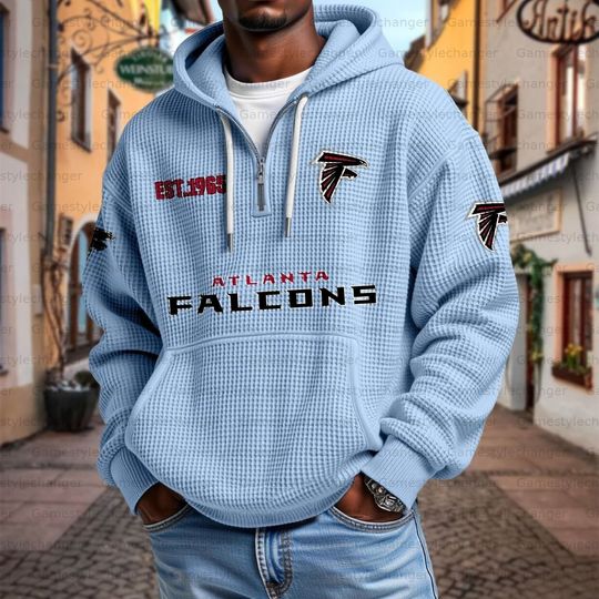 "Atlanta Falcons" Waffle Quarter Zip Hoodie Blue