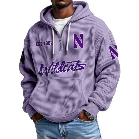 Discover Wildcats EST 1882 Quarter Zip Waffle Hoodie