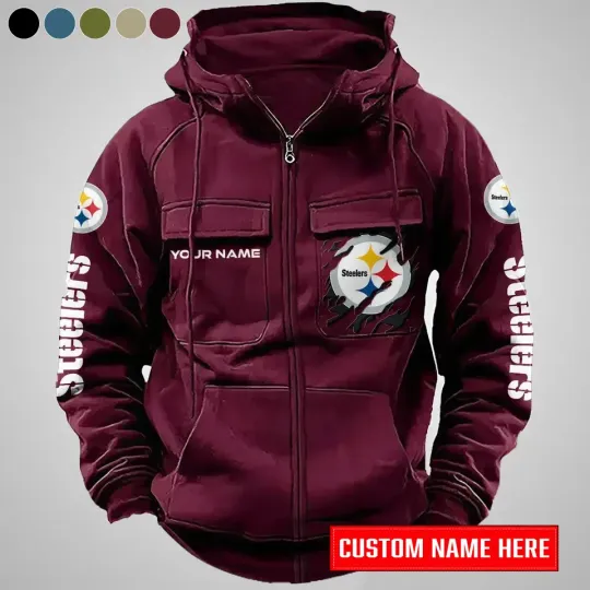 Discover Personalized Pittsburgh Steeler Cargo Zip Hoodie Football Team Fan Gift