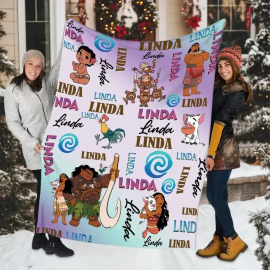 Discover Personalized Watercolor Disney Moana Blanket, Baby Princess Moana Fleece Blanket