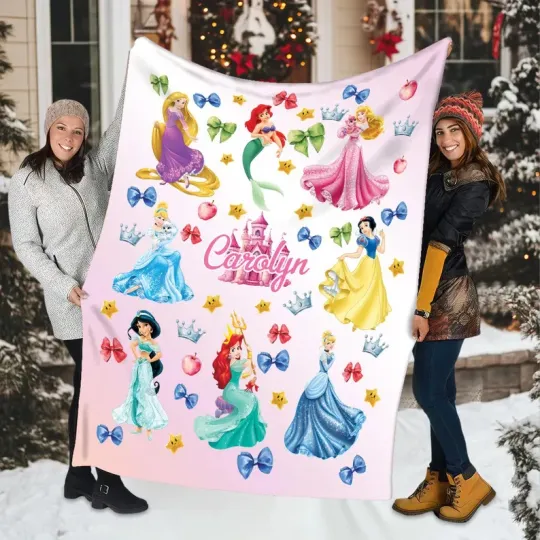 Discover Personalized Princess Blanket: Coquette Bows, Magic Castle, Baby Fleece Blanket