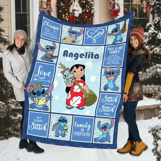 Discover Personalized Lilo & Stitch Flannel Blanket: Custom Ohana Gift Fleece Blanket