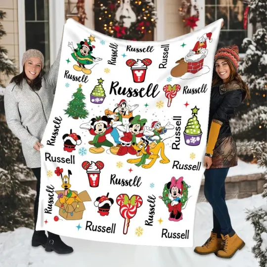 Discover Personalized Disney Christmas Blanket, Mickey Mouse Fleece Blanket