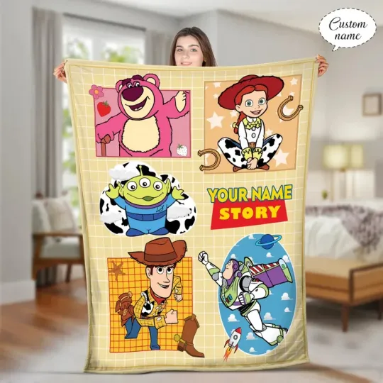Discover Personalized Toy Story Characters Fleece Blanket, Custom Name Fleece Blanket