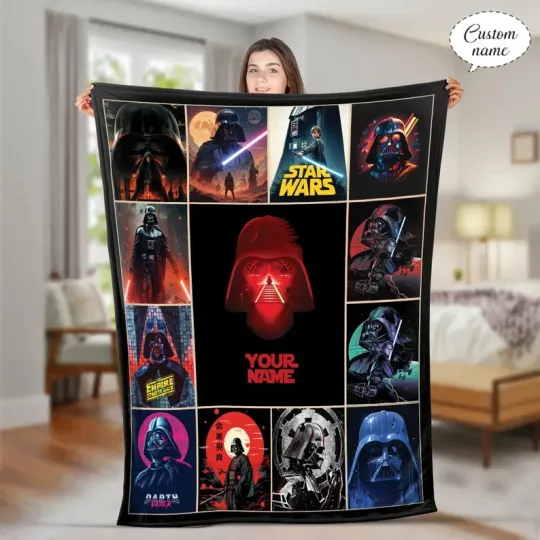 Personalized Star Wars Alphabet Blanket: Custom Cartoon Fleece Blanket