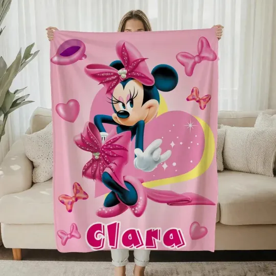Discover Custom Minnie Mouse Blanket, Personalized Name Fleece Blanket