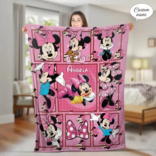 Discover Personalized Minnie Mouse Fleece Blanket: Custom Movies Fleece Blanket