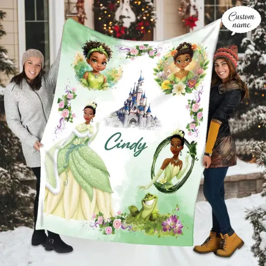 Discover Custom Name Disney Princess Tiana Blanket, Cute Disney Princess Fleece Blanket