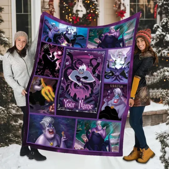 Personalized Disney Ursula Blanket, Villains Disneyland Fleece Blanket