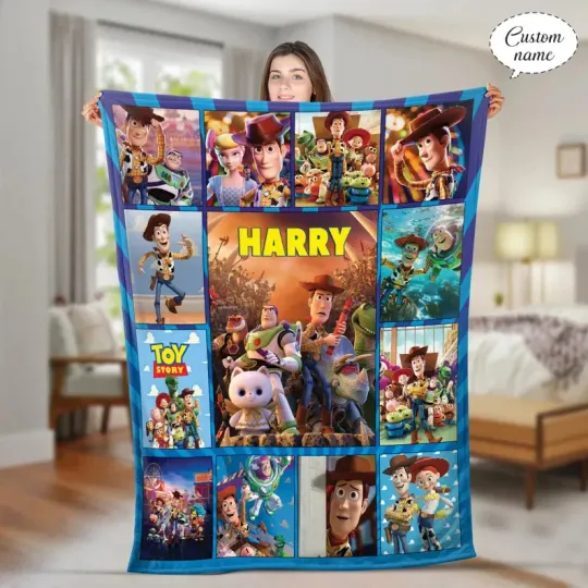 Discover Personalized Toy Story Blanket: Custom Name Gift Fleece Blanket