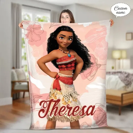 Discover Personalized Princess Moana Blanket, Disney Princess Baby Name Fleece Blanket