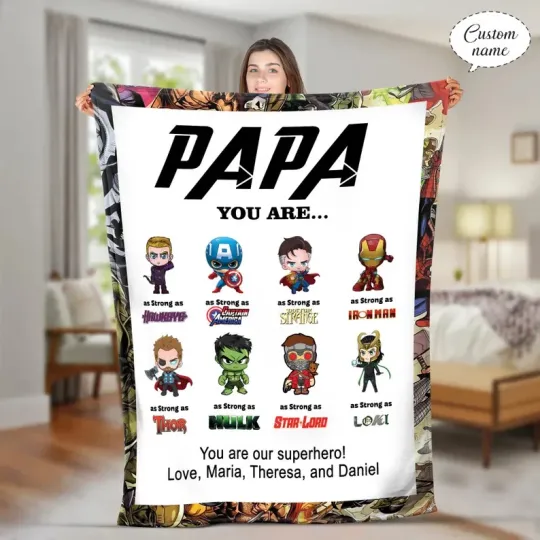 Discover Personalized Marvel Papa You Are Blanket, Avengers Dad Fleece Blanket