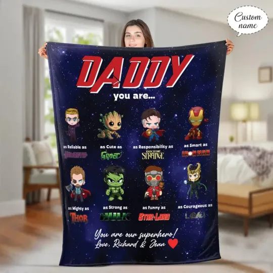 Discover Personalized Marvel Daddy You Are Blanket, Avengers Dad Fleece Blanket