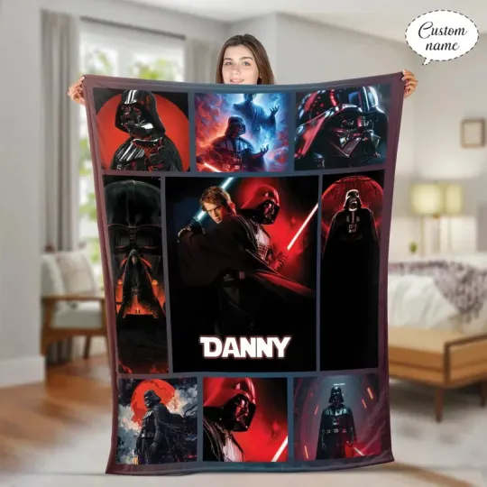 Custom Darth Vader Flannel Personalized Star Wars Gift Fleece Blanket
