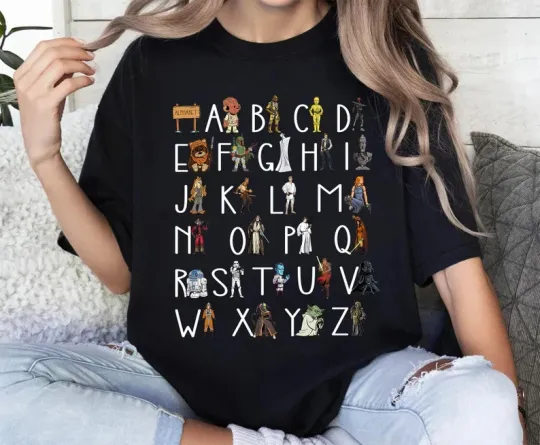 Discover Disney Star Wars Alphabet Characters From A To Z T-Shirt