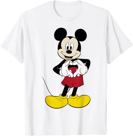 Discover Disney Mickey Mouse Heart Hands Pose White T-Shirt