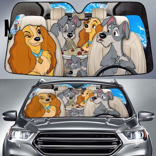 Discover Lady And The Tramp Sunshade, Disney Dogs Car Shade, Lady And Tramp Car Sun Shade, Lady And Tramp Auto Sunshade, Sun Shade For Car