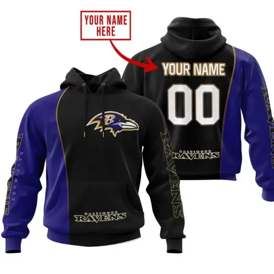 Discover Personalized Baltimore Football Team Ravenss 3D Hoodie, Unisex Adults S-5XL