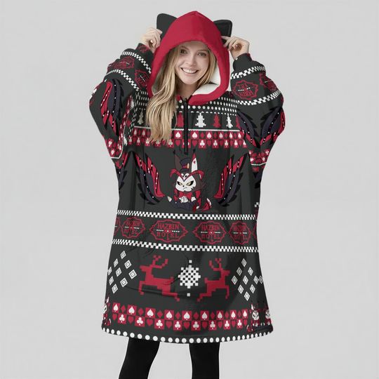 Husk Oversized Ugly Hoodie Blanket: Kawaii Anime Hazbin Hotel Cosplay - Unisex Streetwear Gift