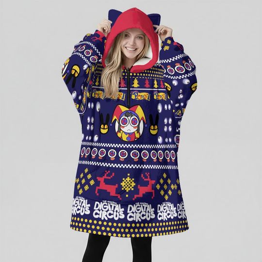Pomni Oversized Hoodie Blanket: Kawaii Anime TADC Cosplay - Unisex Streetwear Gift