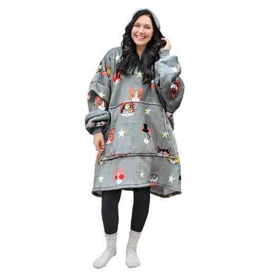 Discover Cat Dog Oversized Hoodie Blanket Sweatshirt, Wearable Sherpa Giant Pullover f...