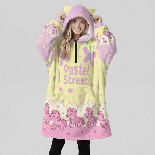 Fluttershy Oversized Hoodie Blanket: Kawaii Anime MLP Cosplay - Unisex Streetwear Gift