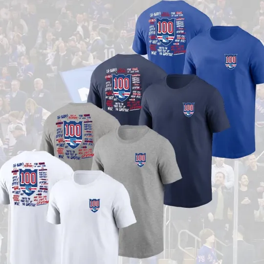 New York Rangers 100th Anniversary Double Sided T-Shirt 1926-2026 Fans Merchandise