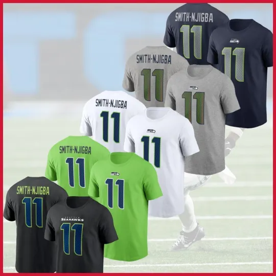 Jaxon Smith-Njigba Seahawks 2025 Player Name & Number Double Sided T-Shirt