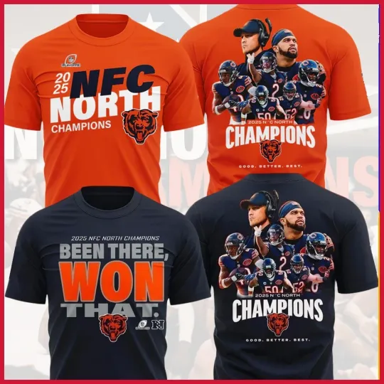 Chicago Bears 2025 NFC North Division Champions Double Sided T-Shirt