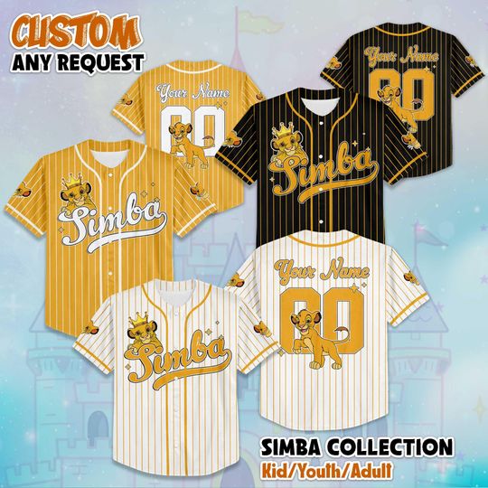 Discover Custom Simba Baseball Jersey, Personalize Disney The Lion King Shirt, Baseball Team Outfit
