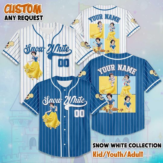 Discover Personalize Snow White Baseball Jersey, Custom Disney Princess Shirt, Baseball Team Outfit