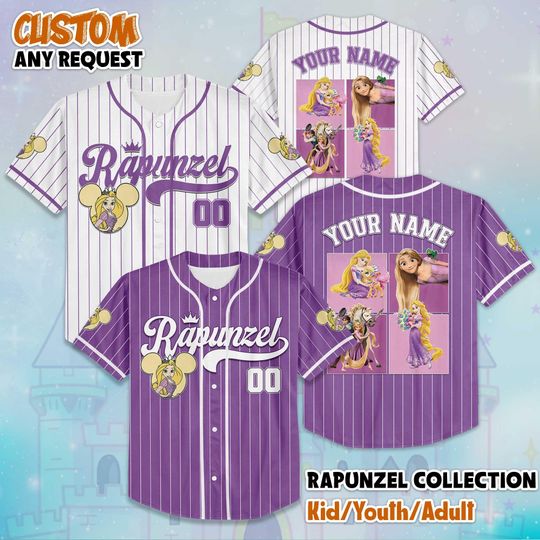 Discover Personalize Princess Rapunzel Baseball Jersey, Custom Disney Tangled Shirt, Baseball Team Outfit