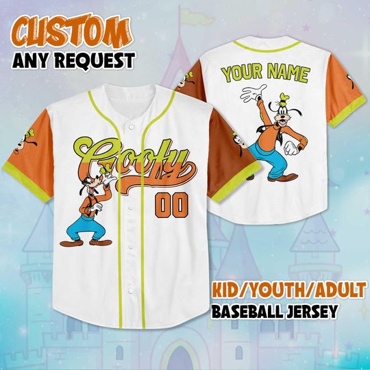 Discover Custom Goofy Dog Baseball Jersey, Personalize Disney Mickey and Friends Shirt, Baseball Team Outfit