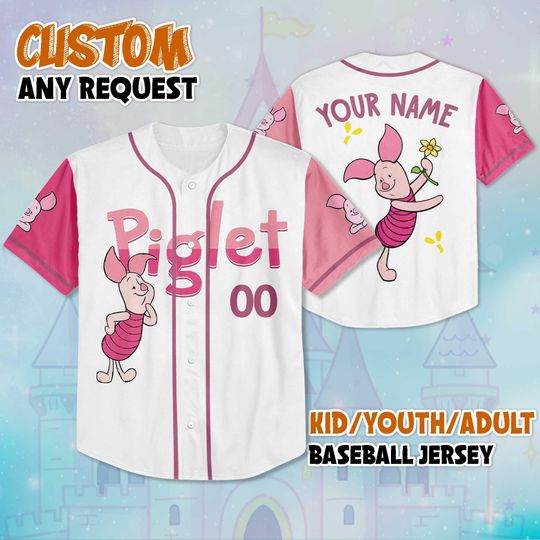 Discover Custom Piglet Baseball Jersey, Personalize Disney Winnie The Pooh Shirt, Baseball Team Outfit