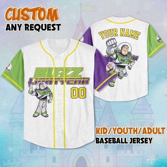 Discover Custom Buzz Lightyear Baseball Jersey, Personalize Disney Toy Story Shirt, Baseball Team Outfit