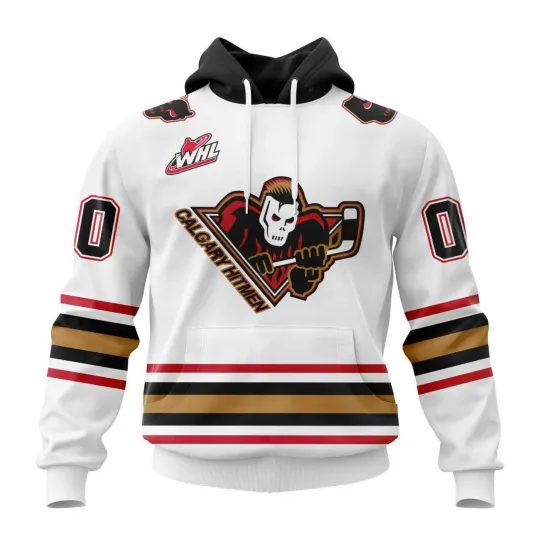 Discover Personalize Calgary Hitmen 2025/26 White Design Hoodie Pullover T-Shirt Fan Gear