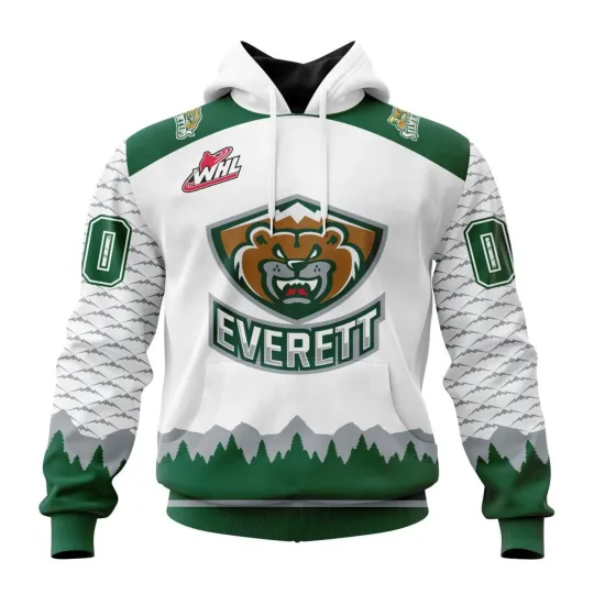 Discover Personalized Everett Silvertips 2025/26 White Hoodie Pullover T-Shirt Fan Gear