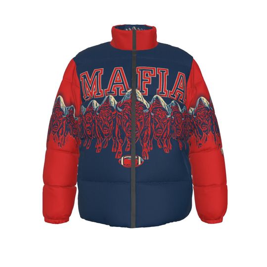 Buffalo Mafia Puffer Jacket  All Over Print, Unisex Winter Coat