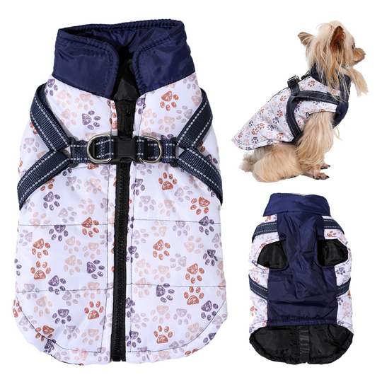 Discover Reflective Dog Clothes With Harness Zipper Waterproof Winter Warm Pets Vest Coat for Small Medium Dogs Windproof Puppy Jacket