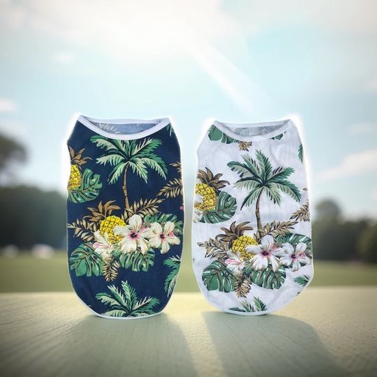 Discover Pet Cat Vest Costume For Small Medium Dogs Cats Summer Breathable Island Print T-shirt Outdoor Travel Kitten Pug Coat Clothes