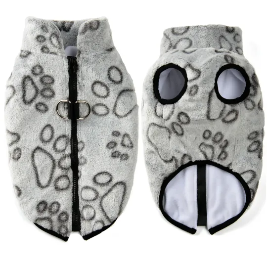 Discover Soft Pet Sweater For Winter Warm Fleece Dog Coat For Small Medium Dogs Cute Paw Print Pets Jacket For Bulldog Beagle Pug Outfits