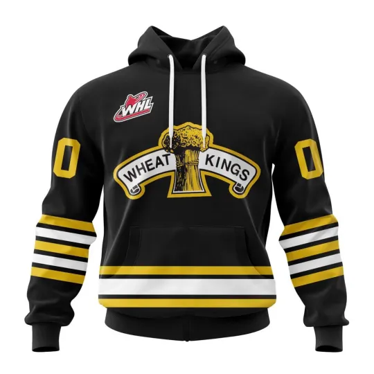 Discover Personalized Brandon Wheat Kings 2025/26 Black Hoodie Fan Gear